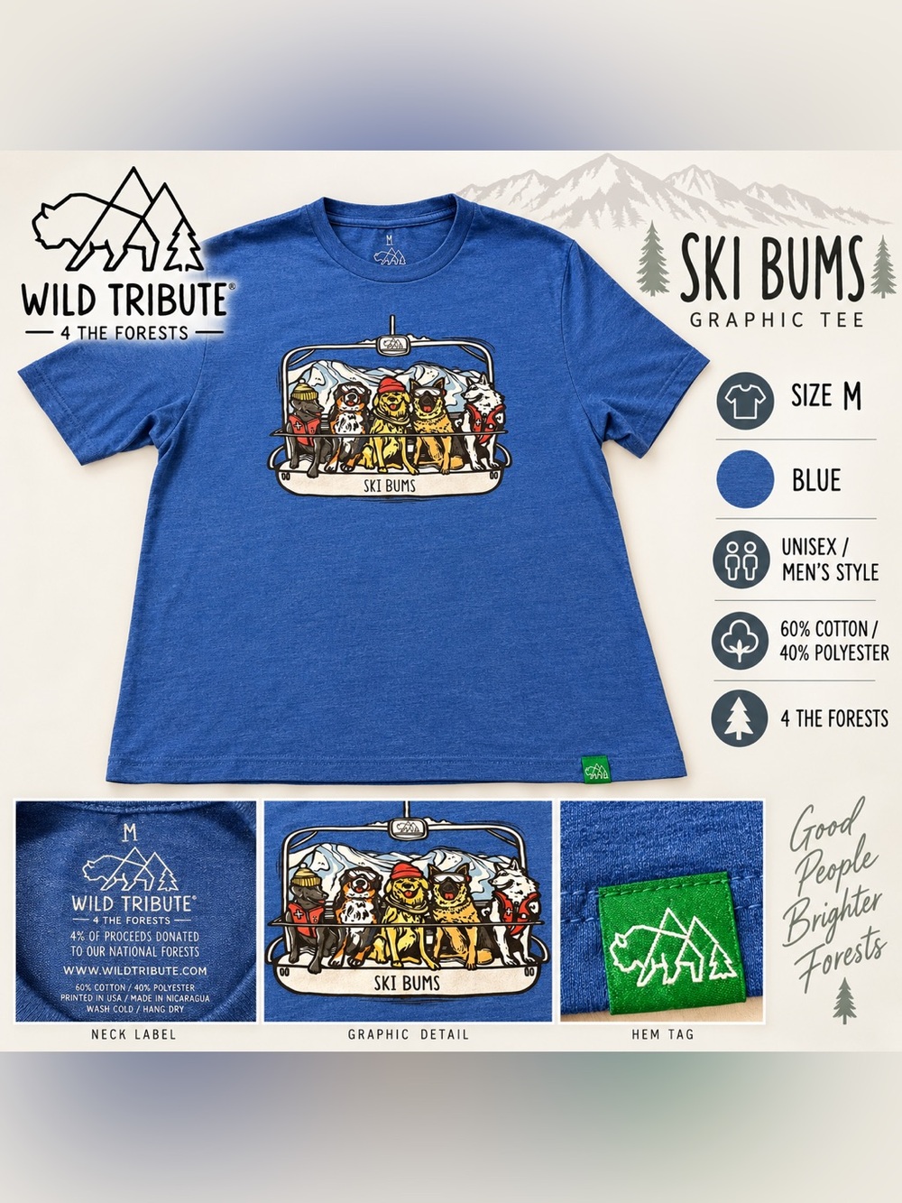 Wild Tribute Ski Bums Graphic Tee - Blue